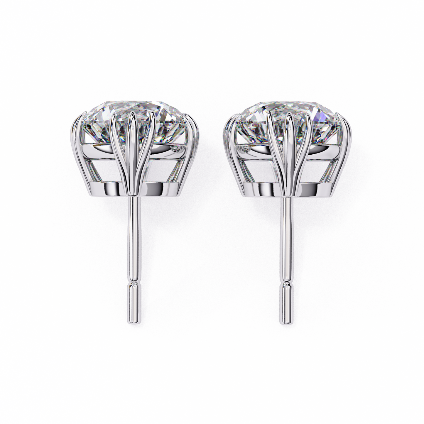 14K White Gold Lab Grown Diamond Solitaire Stud Earrings 2.80 ctw DAE-123
