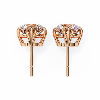 10K Rose Gold Lab Grown Diamond Solitaire Stud Earrings 2.80 ctw DAE-123