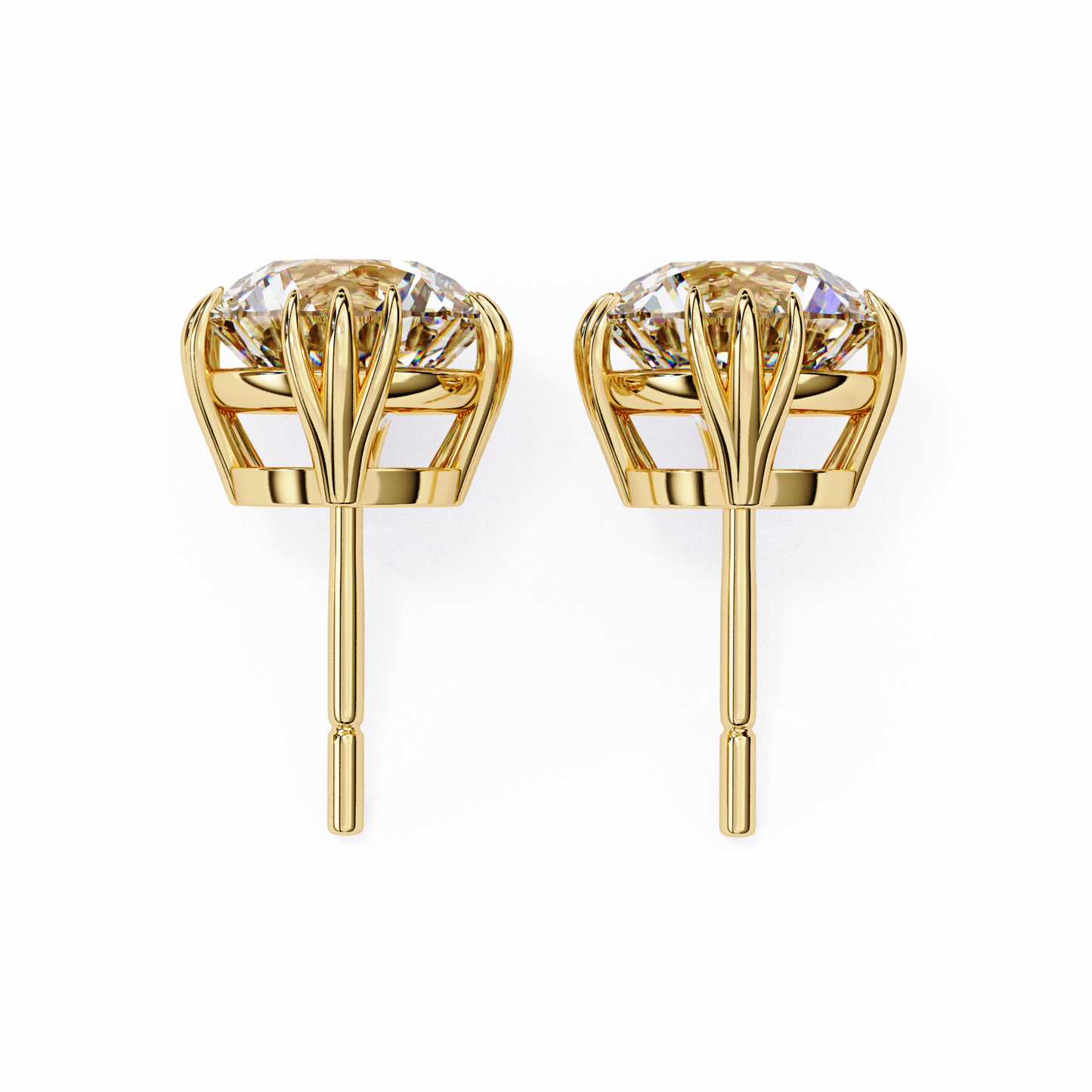 18K Yellow Gold Lab Grown Diamond Solitaire Stud Earrings 2.80 ctw DAE-123