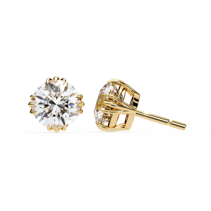 18K Yellow Gold Lab Grown Diamond Solitaire Stud Earrings 2.80 ctw DAE-123
