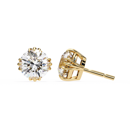 18K Yellow Gold Lab Grown Diamond Solitaire Stud Earrings 2.80 ctw DAE-123