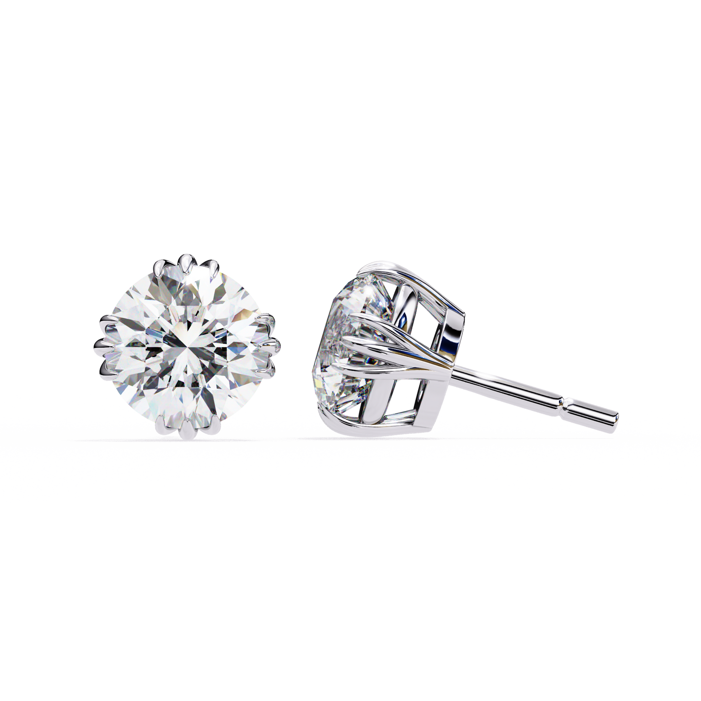 14K White Gold Lab Grown Diamond Solitaire Stud Earrings 2.80 ctw DAE-123