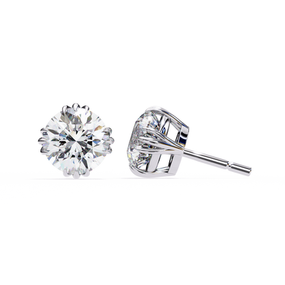 14K White Gold Lab Grown Diamond Solitaire Stud Earrings 2.80 ctw DAE-123