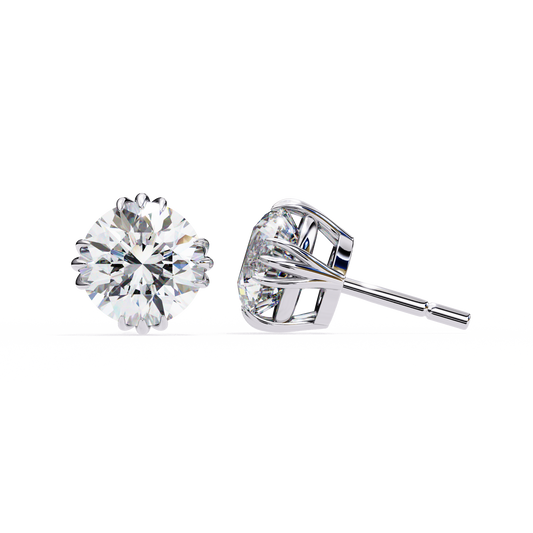 18K White Gold Lab Grown Diamond Solitaire Stud Earrings 2.80 ctw DAE-123