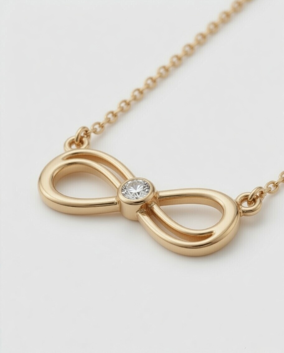 Infinity Love Diamond Pendant 18K Yellow Gold