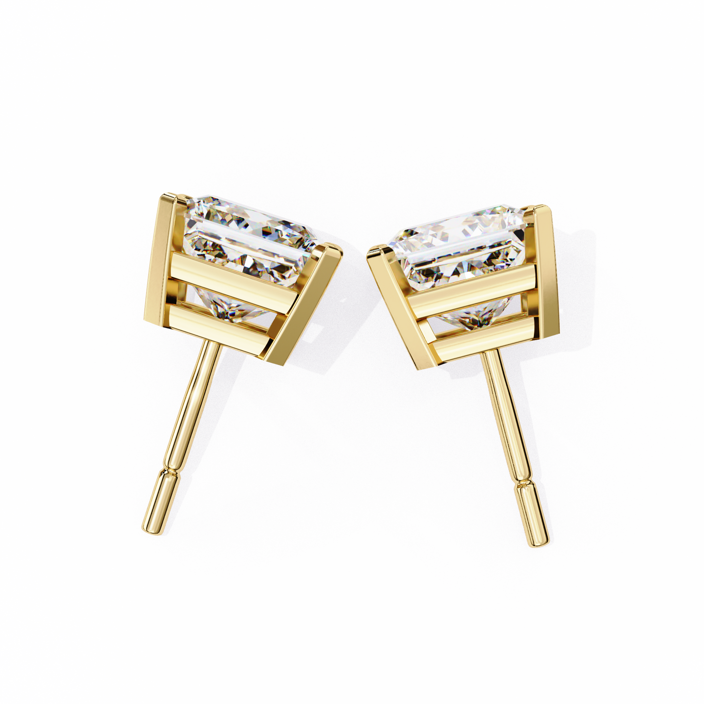 18K Yellow Gold Lab Grown Diamond Solitaire Stud Earrings 3.00 ctw DAE-122