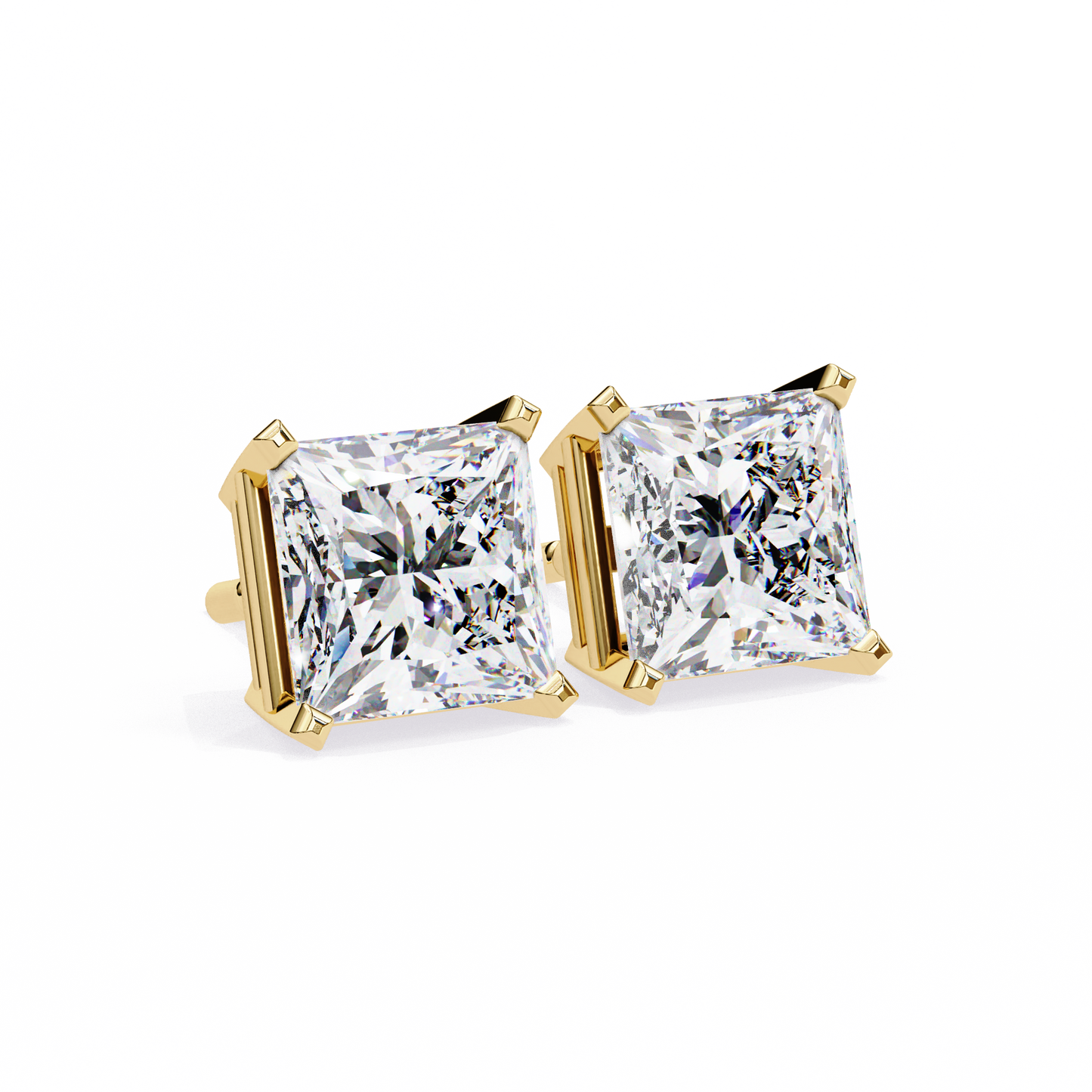 18K Yellow Gold Lab Grown Diamond Solitaire Stud Earrings 3.00 ctw DAE-122