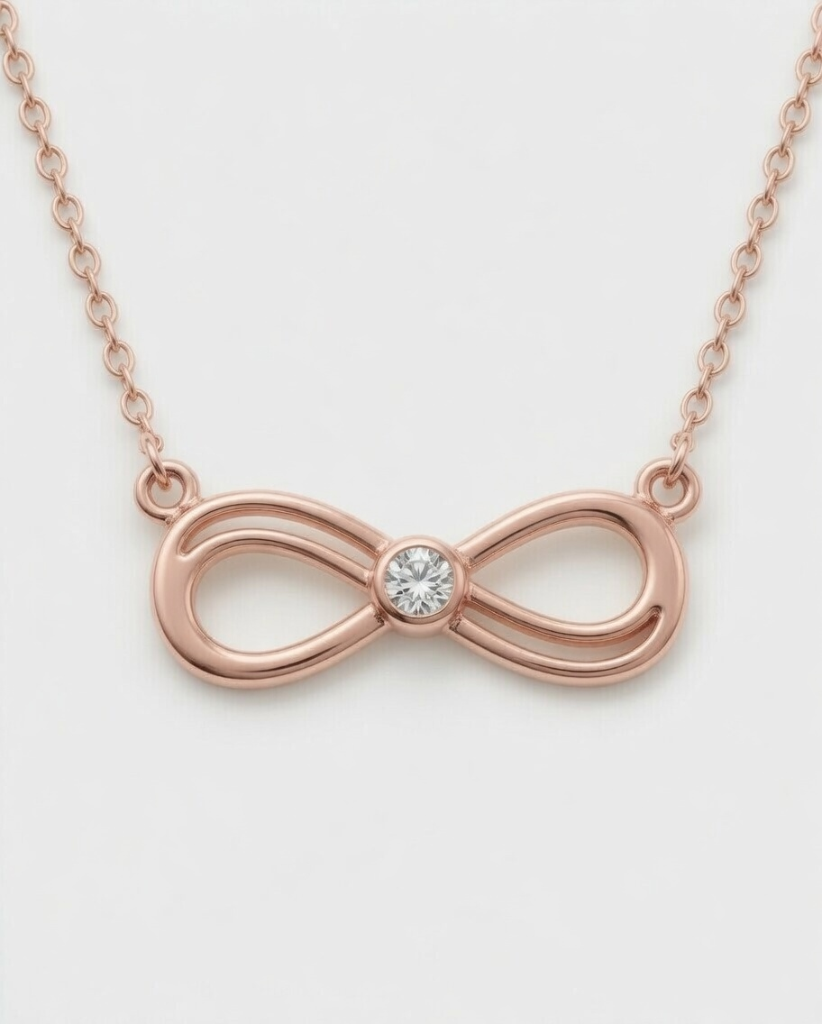 Infinity Love Diamond Pendant 10K Rose Gold