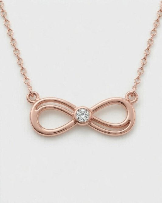 Infinity Love Diamond Pendant 18K Rose Gold