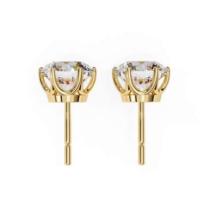 18K Yellow Gold Lab Grown Diamond Solitaire Stud Earrings 2.57 ctw DAE-120
