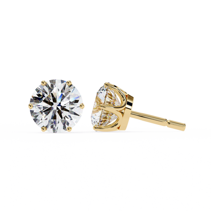 18K Yellow Gold Lab Grown Diamond Solitaire Stud Earrings 2.57 ctw DAE-120