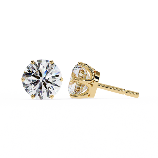 18K Yellow Gold Lab Grown Diamond Solitaire Stud Earrings 2.57 ctw DAE-120