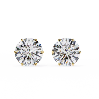 18K Yellow Gold Lab Grown Diamond Solitaire Stud Earrings 2.57 ctw DAE-120