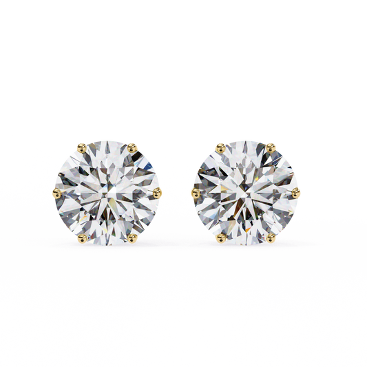 18K Yellow Gold Lab Grown Diamond Solitaire Stud Earrings 2.57 ctw DAE-120