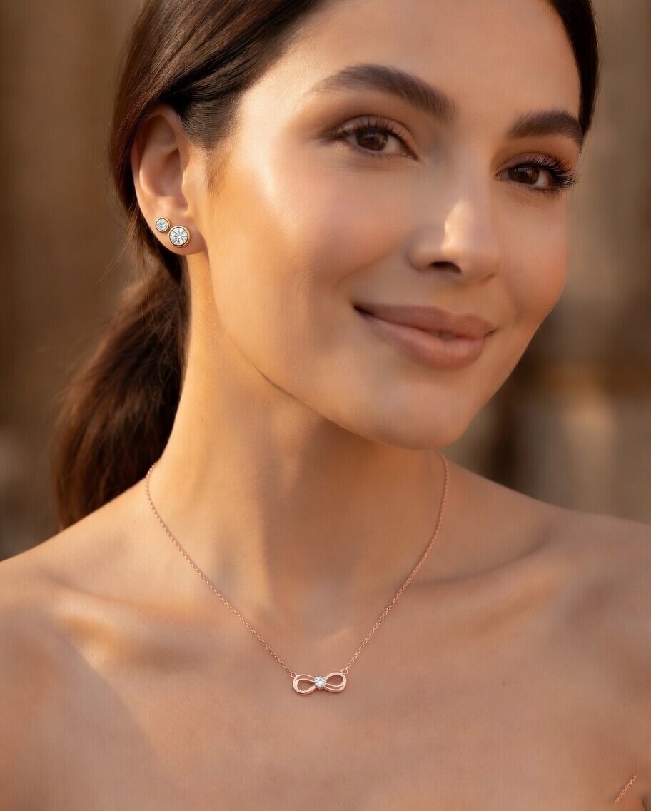 Infinity Love Diamond Pendant 10K Rose Gold