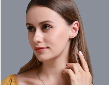 14K White Gold Lab Grown Diamond Solitaire Stud Earrings 2.33 ctw DAE-119