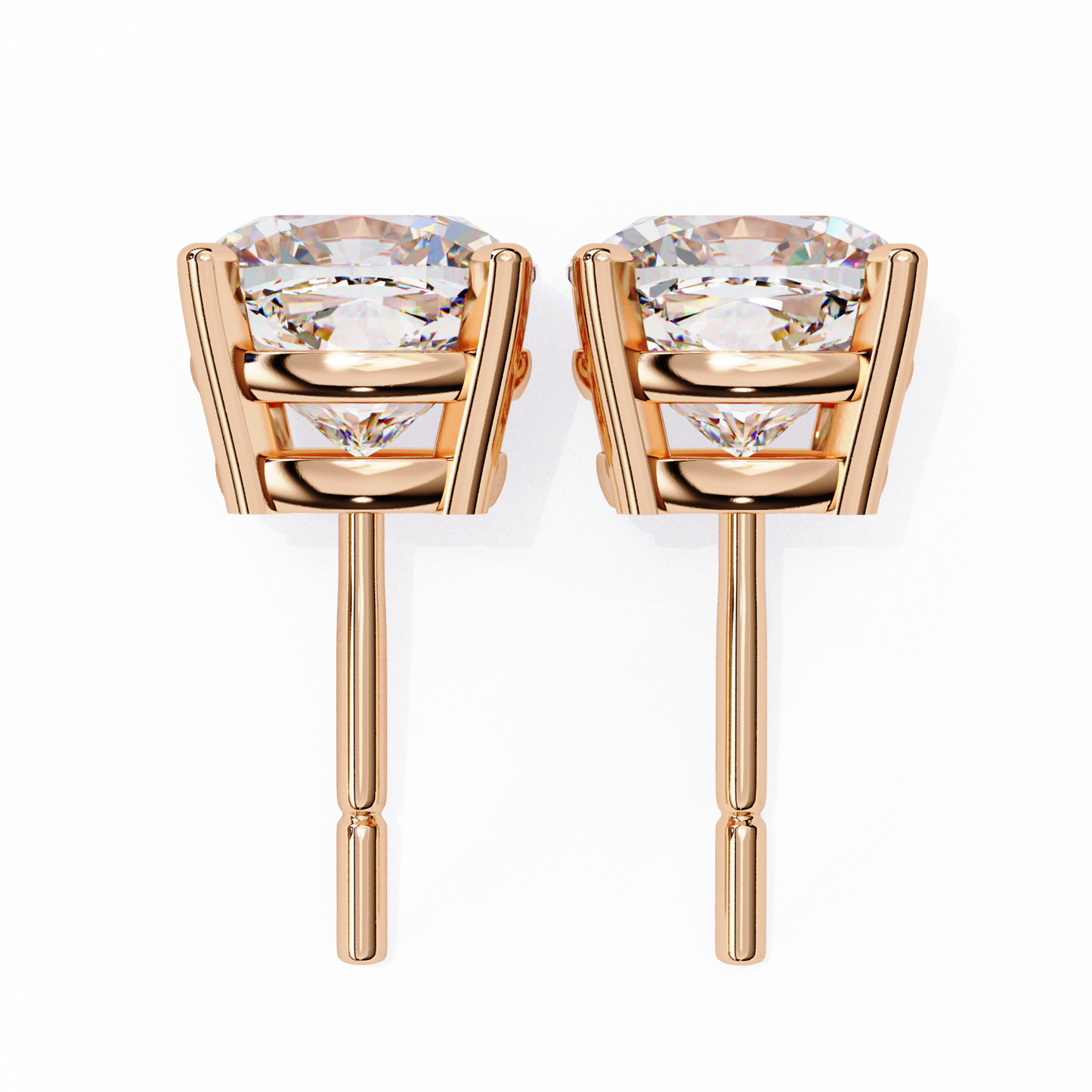 18K Rose Gold Lab Grown Diamond Solitaire Stud Earrings 2.33 ctw DAE-119
