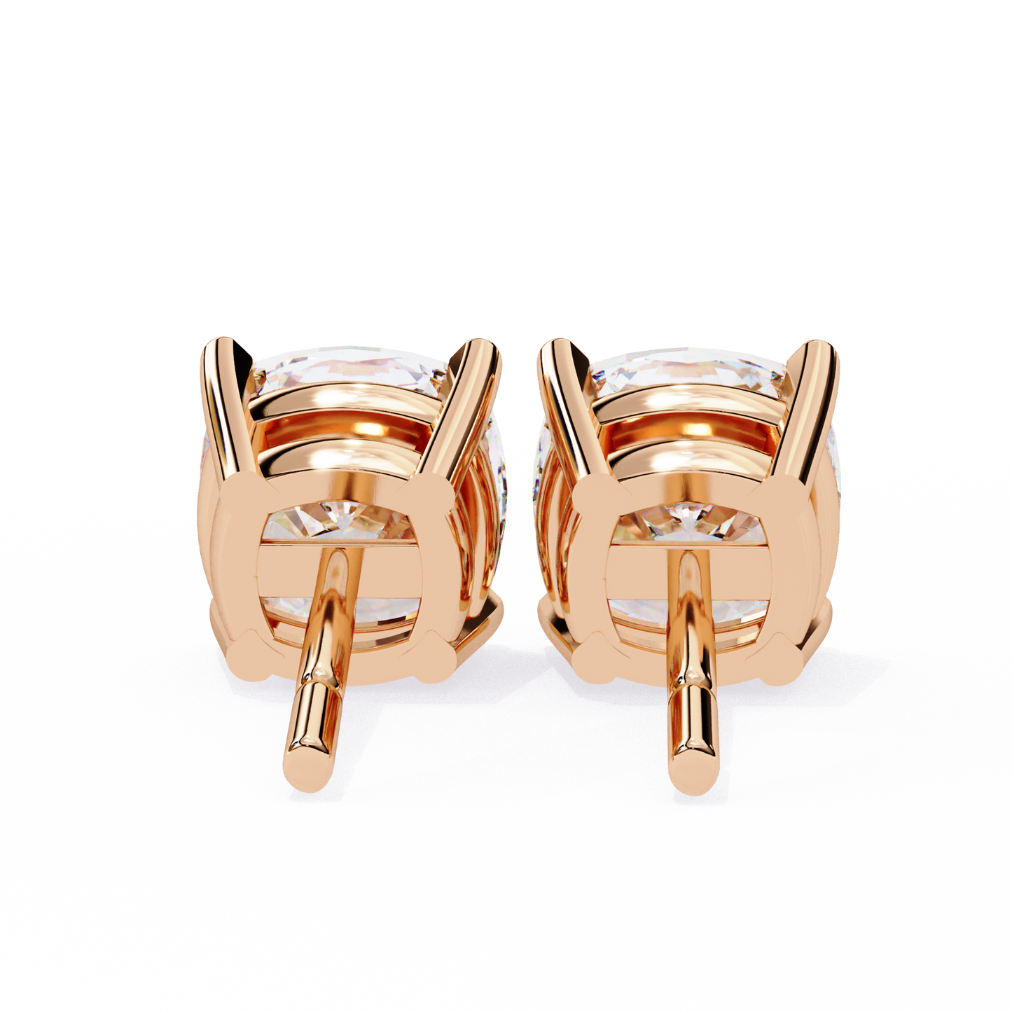 18K Rose Gold Lab Grown Diamond Solitaire Stud Earrings 2.33 ctw DAE-119