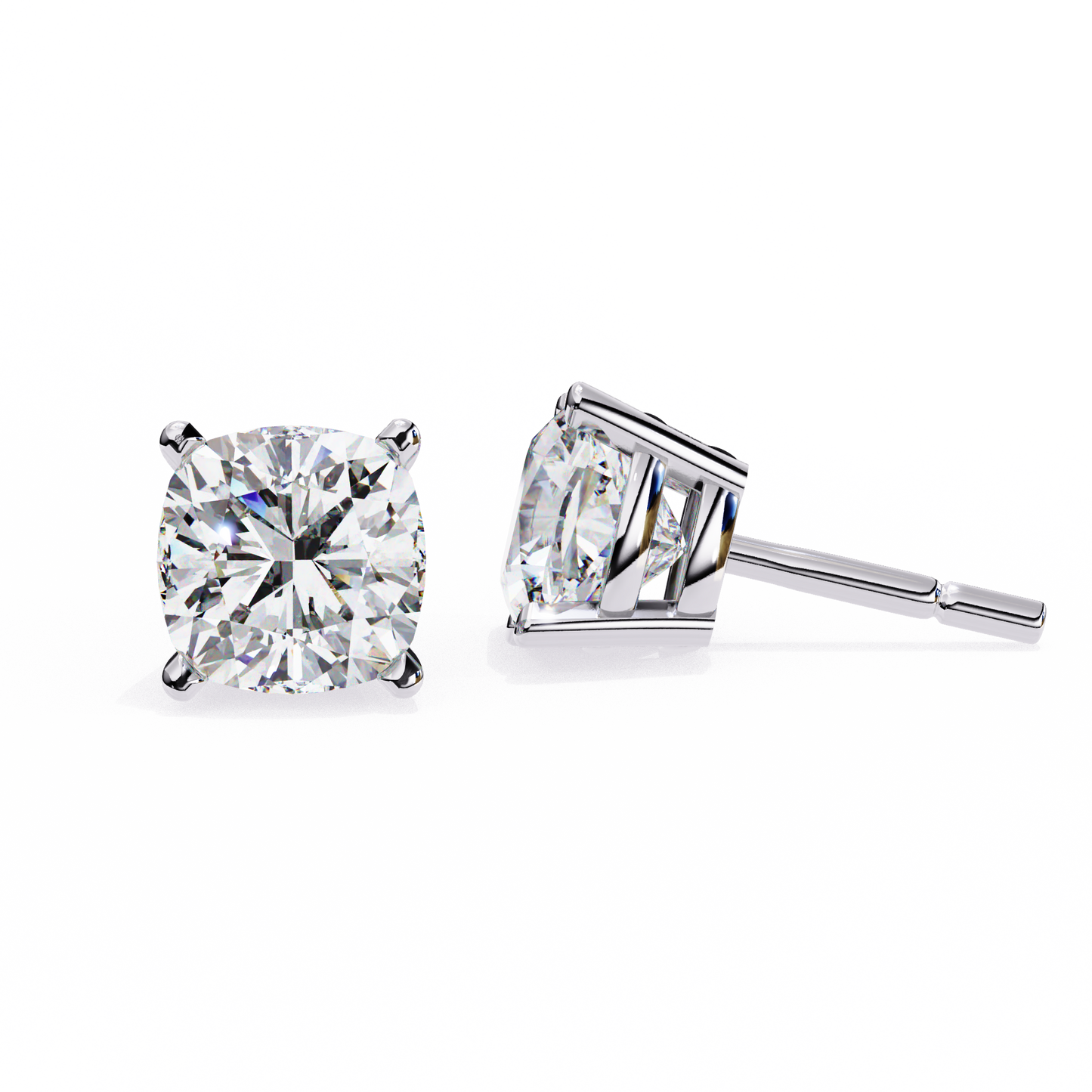 14K White Gold Lab Grown Diamond Solitaire Stud Earrings 2.33 ctw DAE-119