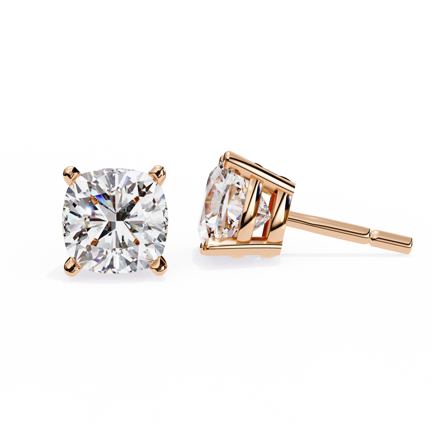 18K Rose Gold Lab Grown Diamond Solitaire Stud Earrings 2.33 ctw DAE-119