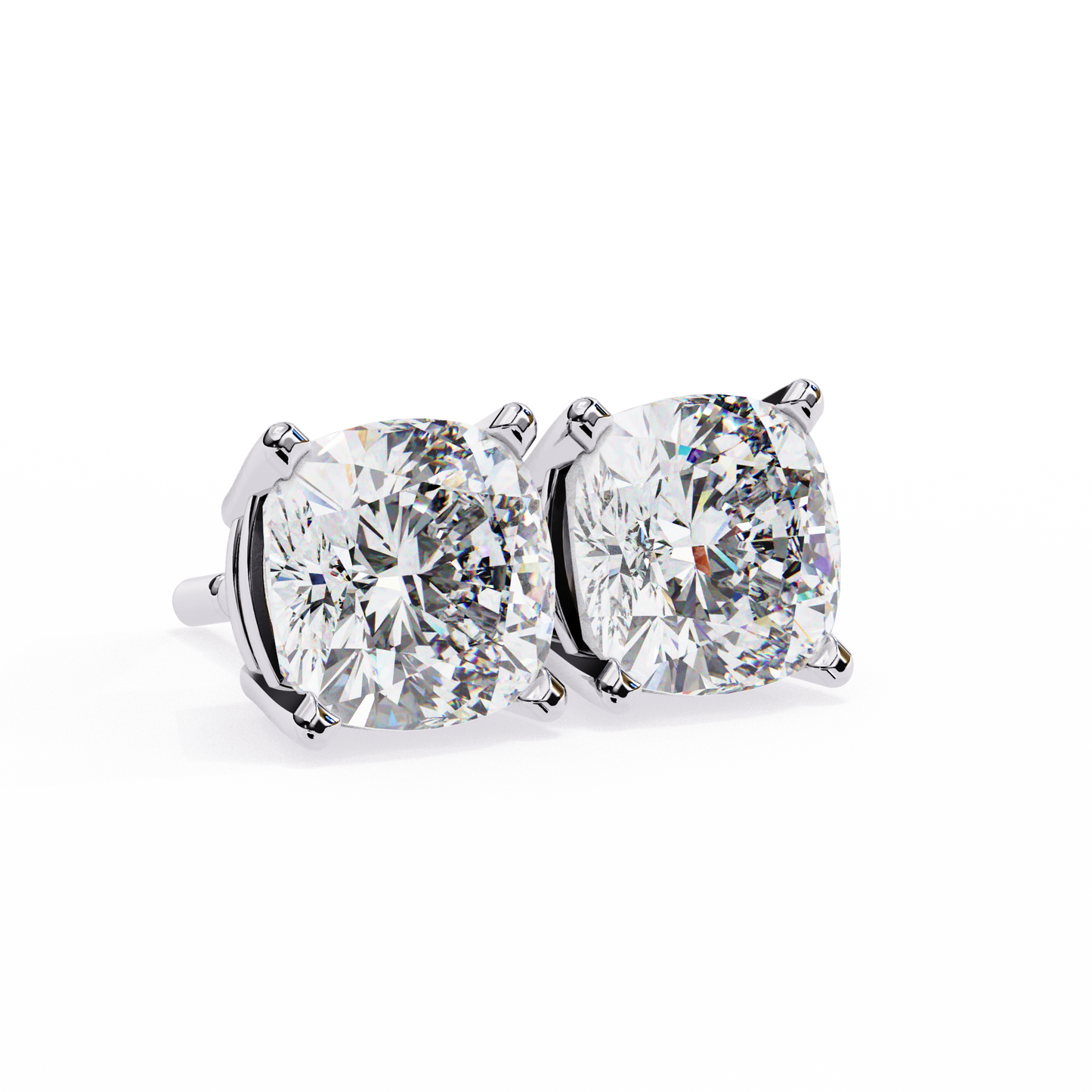 14K White Gold Lab Grown Diamond Solitaire Stud Earrings 2.33 ctw DAE-119