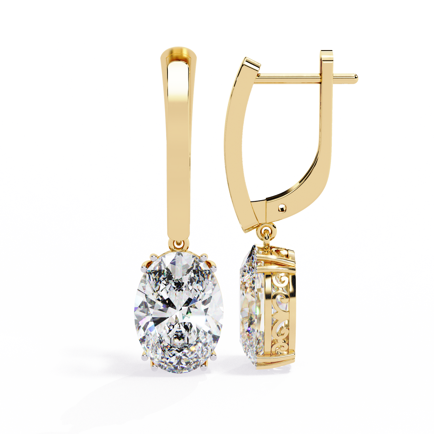 18K Yellow Gold Lab Grown Diamond Drop Earrings 1.62 ctw DAE-158