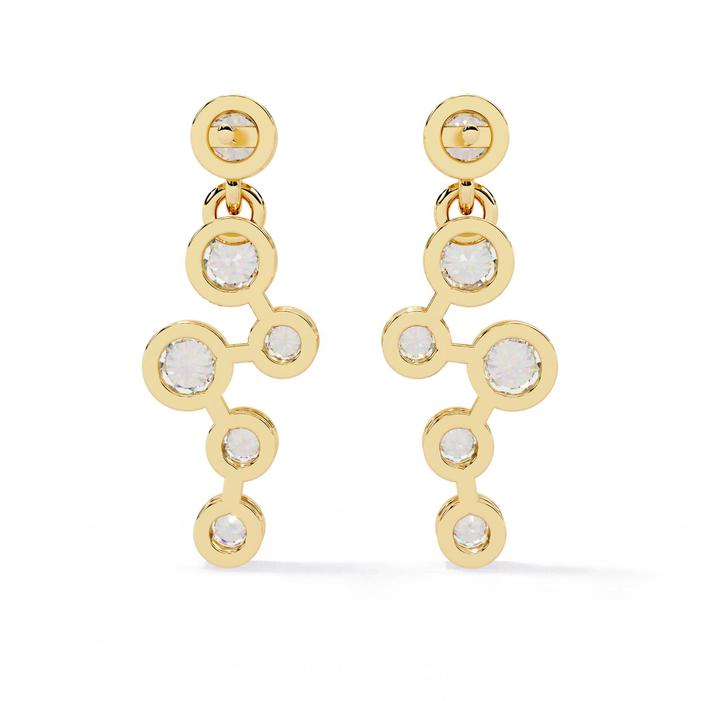 18K Yellow Gold Lab Grown Diamond Cluster Drop Earrings 0.39 ctw DAE-169