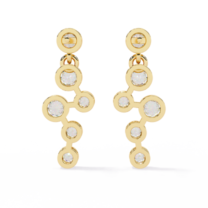 18K Yellow Gold Lab Grown Diamond Cluster Drop Earrings 0.39 ctw DAE-169