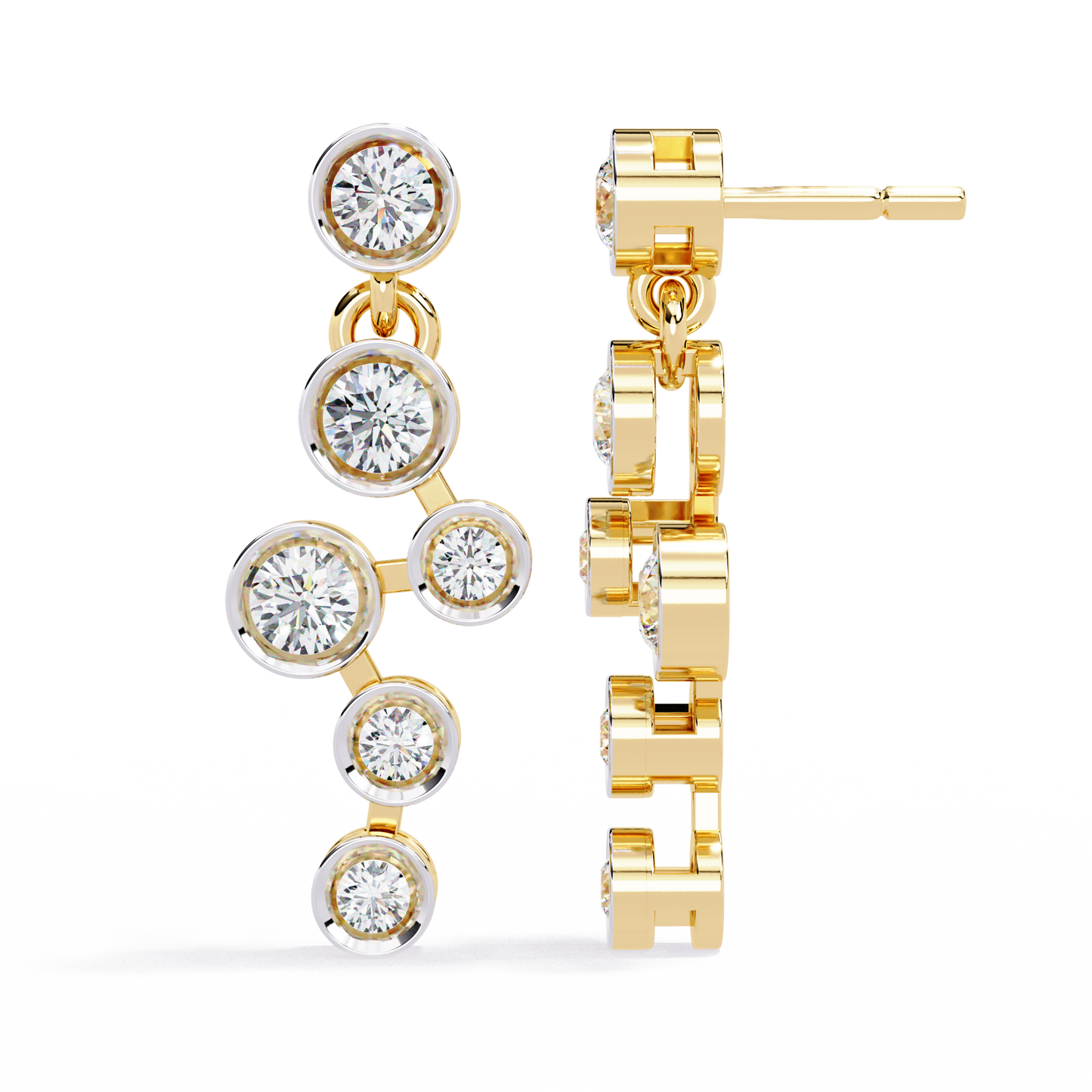 18K Yellow Gold Lab Grown Diamond Cluster Drop Earrings 0.39 ctw DAE-169