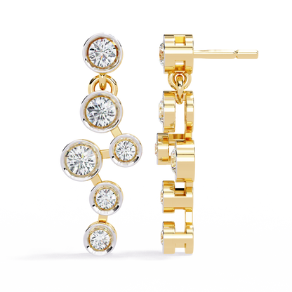 18K Yellow Gold Lab Grown Diamond Cluster Drop Earrings 0.39 ctw DAE-169