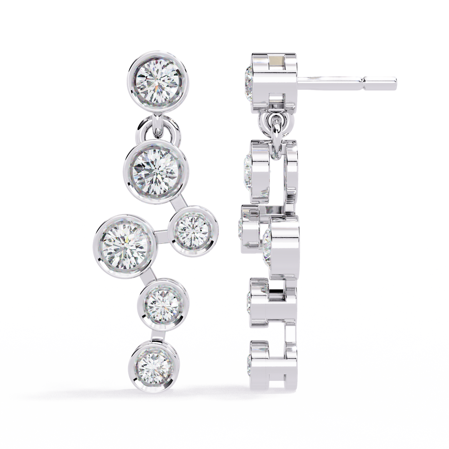 18K White Gold Lab Grown Diamond Cluster Drop Earrings 0.39 ctw DAE-169