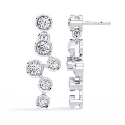 18K White Gold Lab Grown Diamond Cluster Drop Earrings 0.39 ctw DAE-169