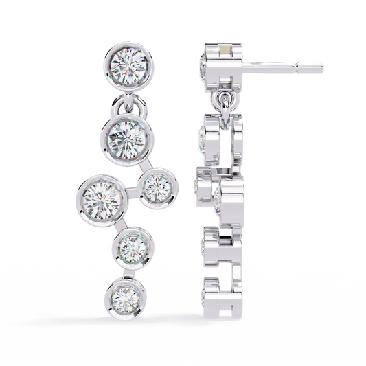 18K White Gold Lab Grown Diamond Cluster Drop Earrings 0.39 ctw DAE-169