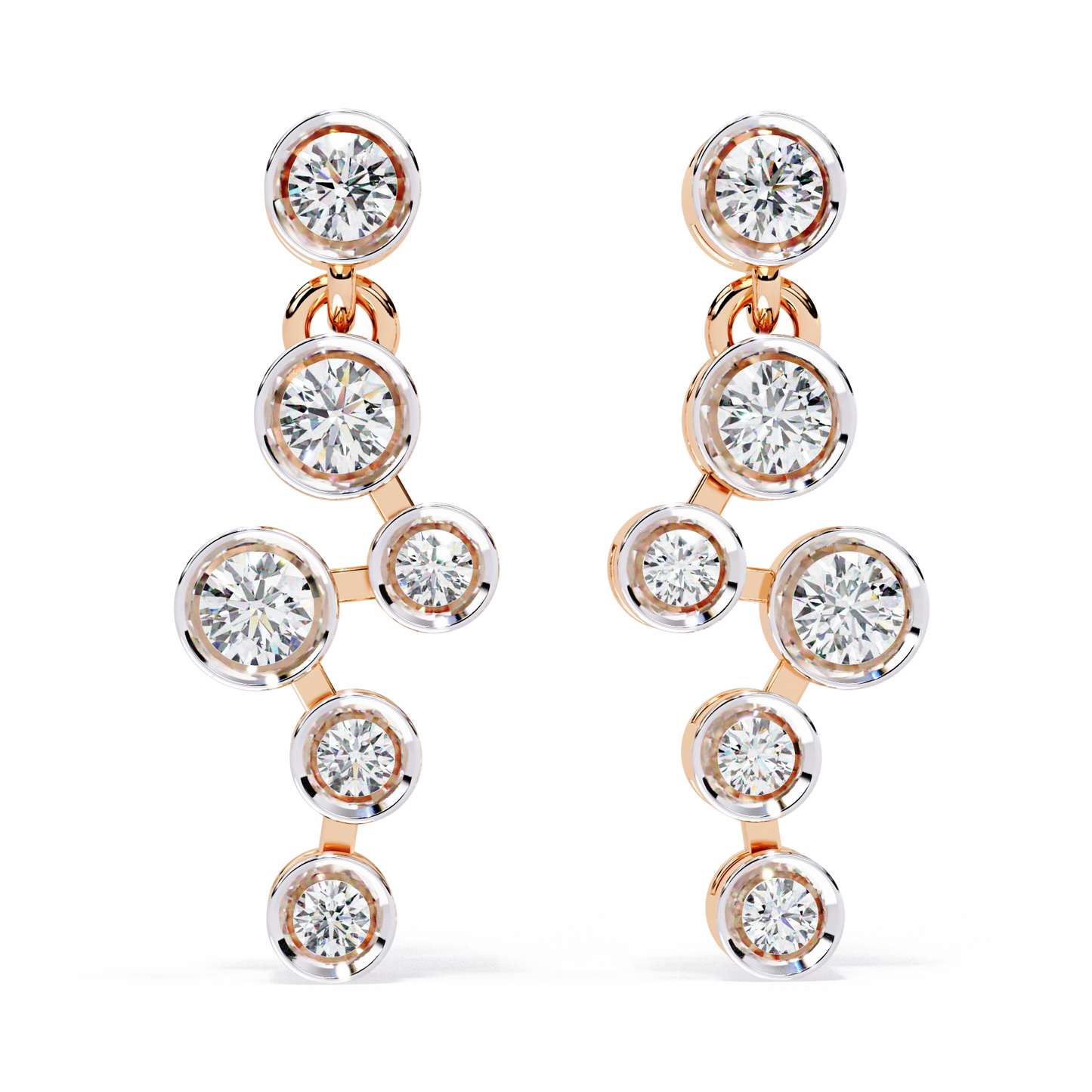 10K Rose Gold Lab Grown Diamond Cluster Drop Earrings 0.39 ctw DAE-169