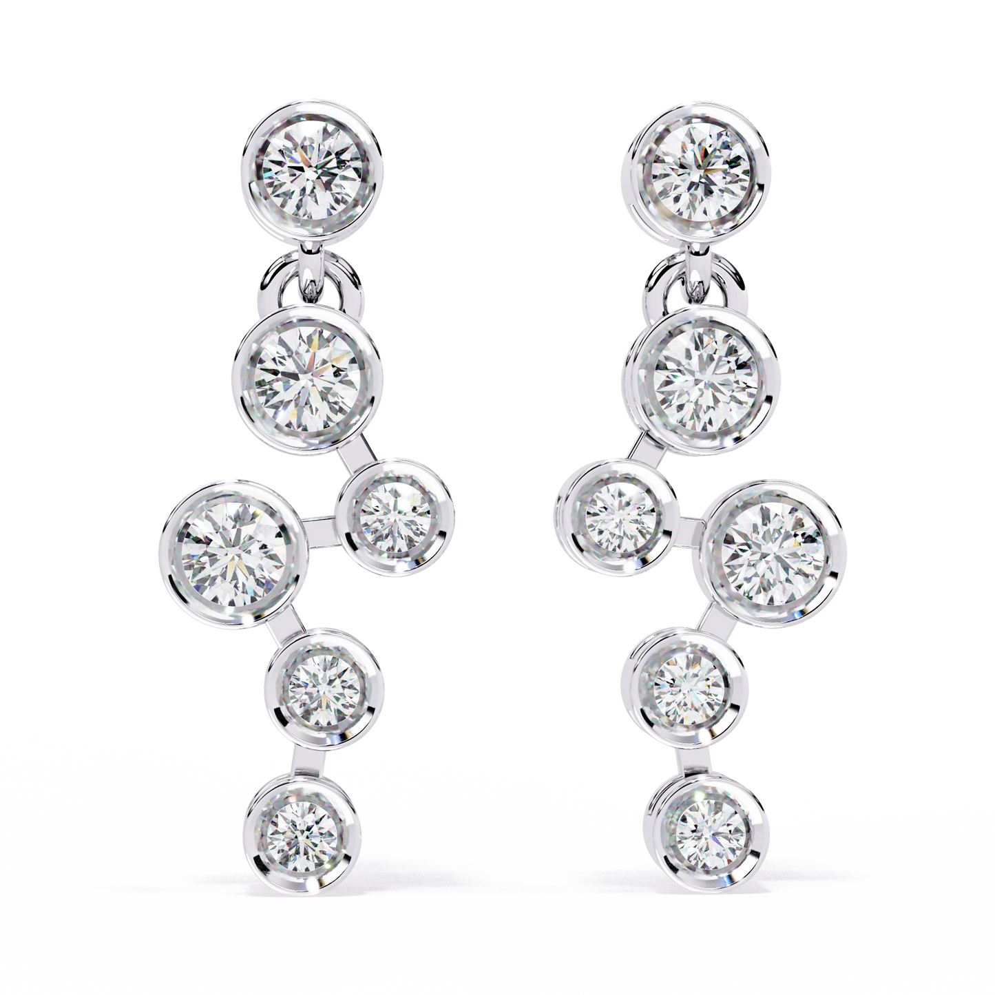 18K White Gold Lab Grown Diamond Cluster Drop Earrings 0.39 ctw DAE-169