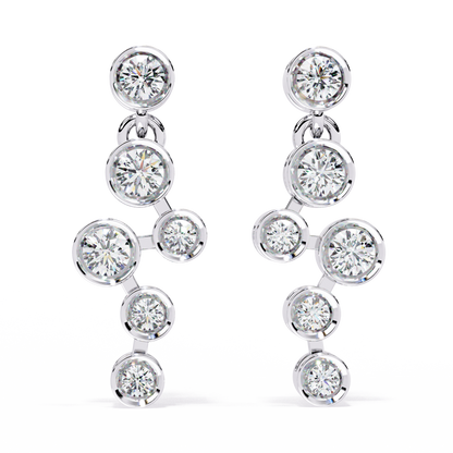 18K White Gold Lab Grown Diamond Cluster Drop Earrings 0.39 ctw DAE-169