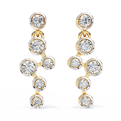 18K Yellow Gold Lab Grown Diamond Cluster Drop Earrings 0.39 ctw DAE-169