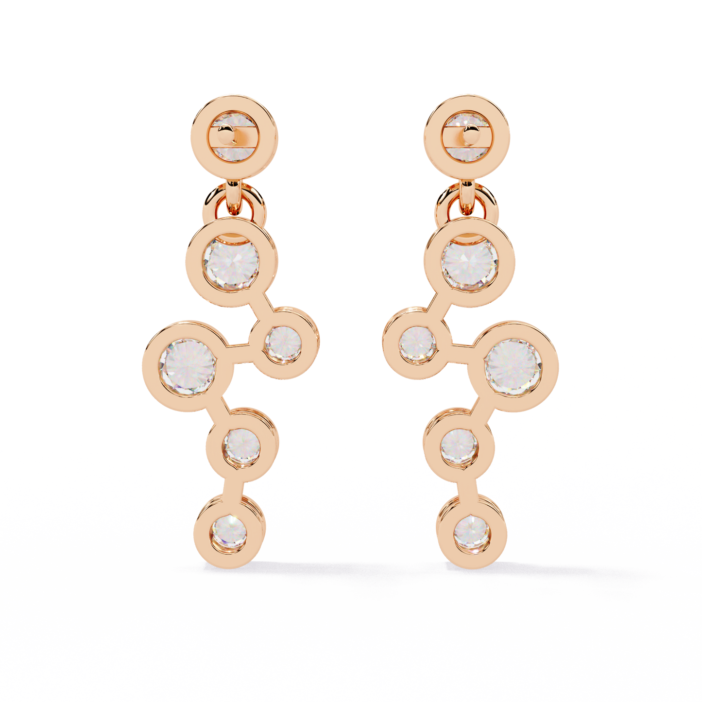 10K Rose Gold Lab Grown Diamond Cluster Drop Earrings 0.39 ctw DAE-169