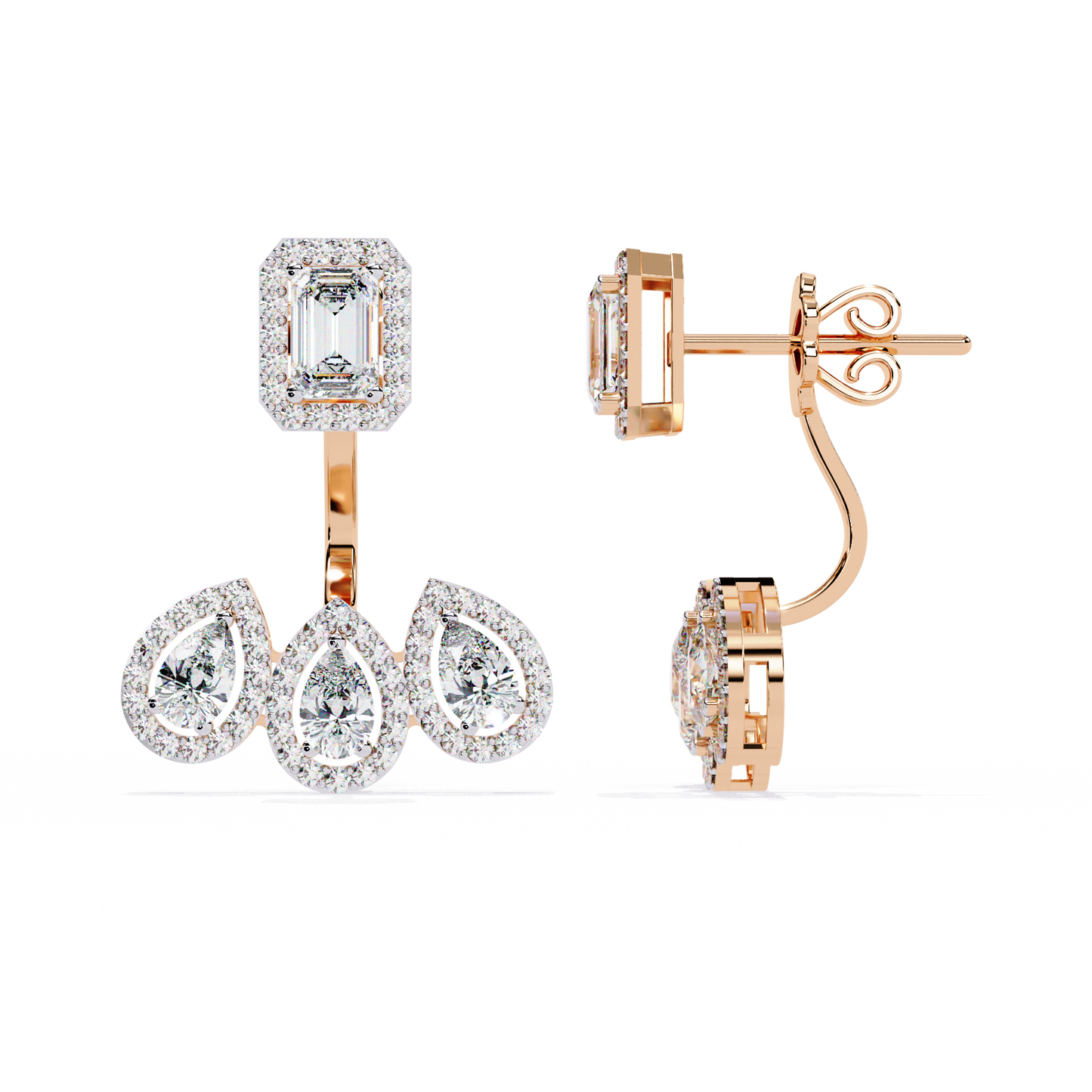 10K Rose Gold Lab Grown Diamond Halo Earrings 3.60 ctw DAE-168