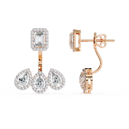 10K Rose Gold Lab Grown Diamond Halo Earrings 3.60 ctw DAE-168