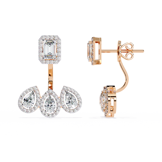 10K Rose Gold Lab Grown Diamond Halo Earrings 3.60 ctw DAE-168