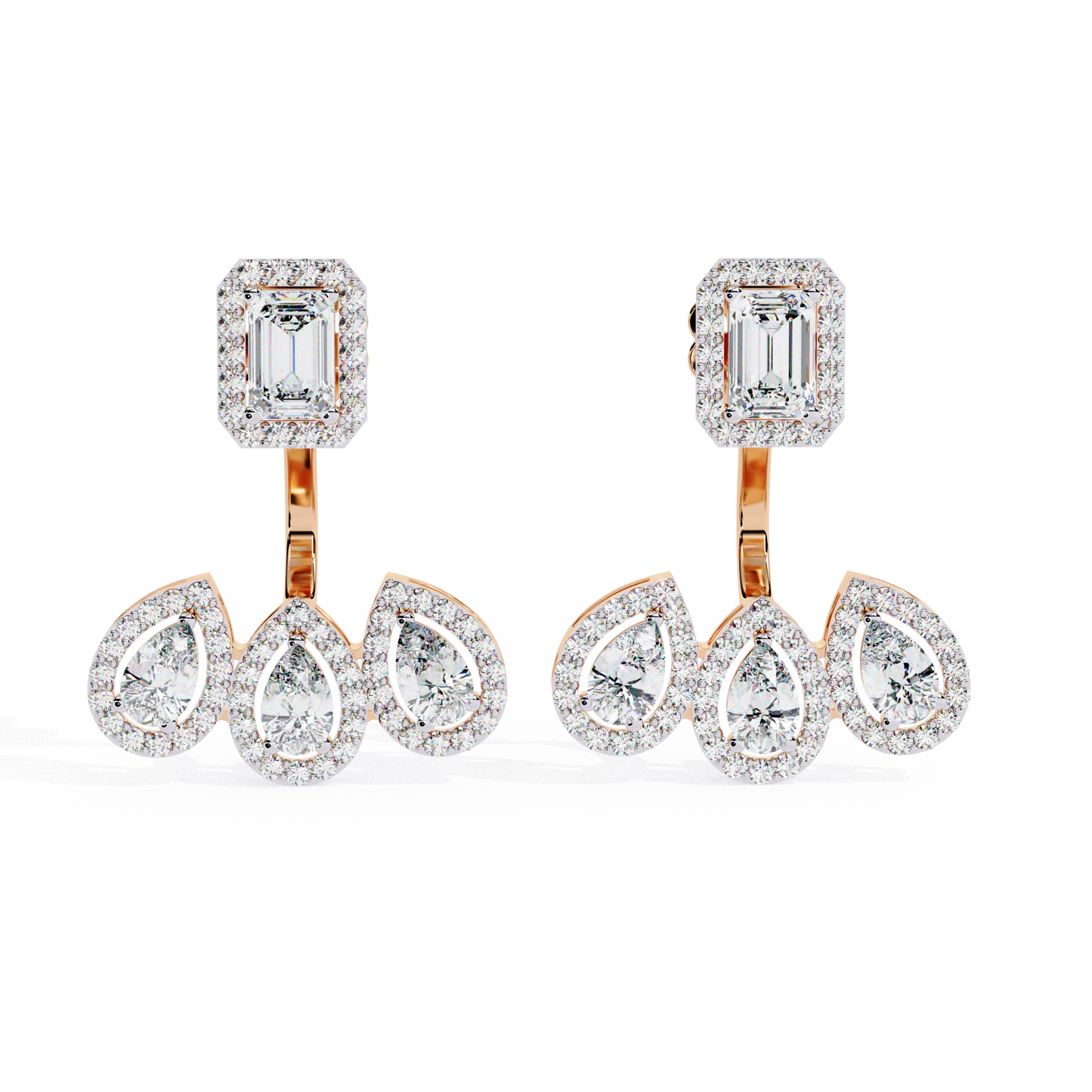 10K Rose Gold Lab Grown Diamond Halo Earrings 3.60 ctw DAE-168