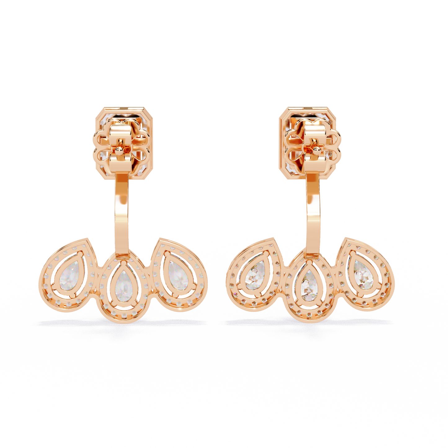 10K Rose Gold Lab Grown Diamond Halo Earrings 3.60 ctw DAE-168