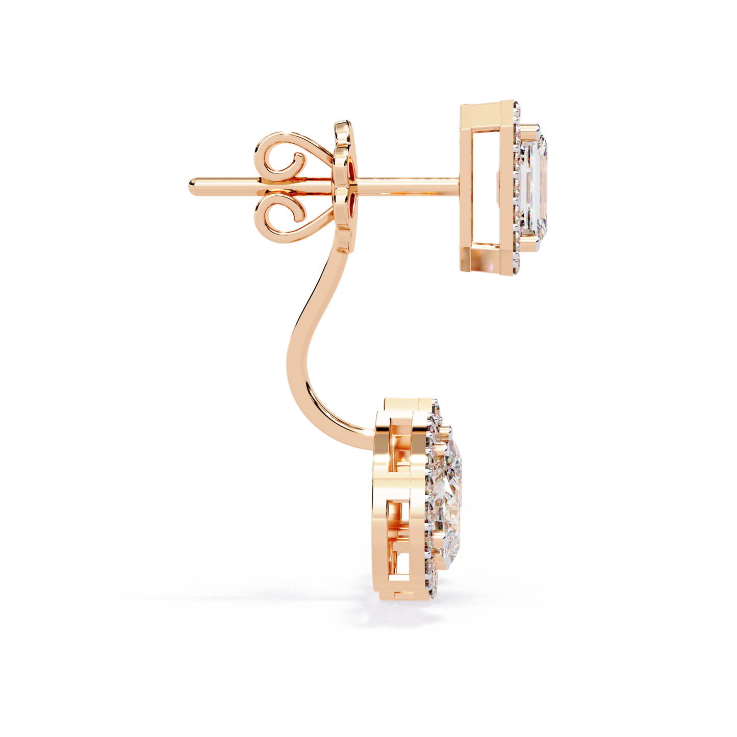 10K Rose Gold Lab Grown Diamond Halo Earrings 3.60 ctw DAE-168
