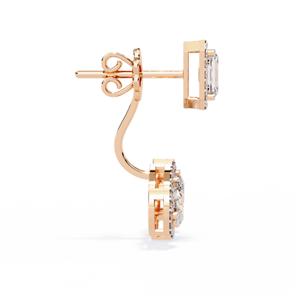 10K Rose Gold Lab Grown Diamond Halo Earrings 3.60 ctw DAE-168