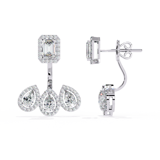 18K White Gold Lab Grown Diamond Halo Earrings 3.60 ctw DAE-168
