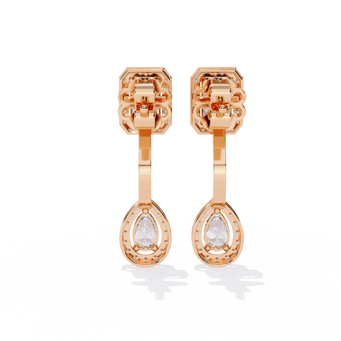 10K Rose Gold Lab Grown Diamond Halo Earrings 2.12 ctw DAE-166