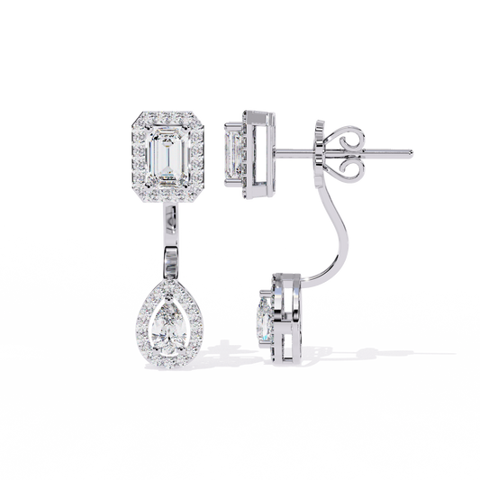 18K White Gold Lab Grown Diamond Halo Earrings 2.12 ctw DAE-166