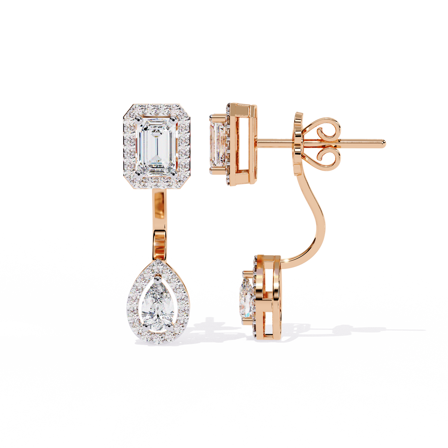 10K Rose Gold Lab Grown Diamond Halo Earrings 2.12 ctw DAE-166