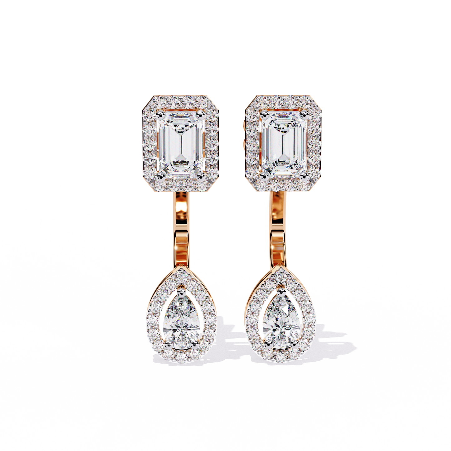 10K Rose Gold Lab Grown Diamond Halo Earrings 2.12 ctw DAE-166